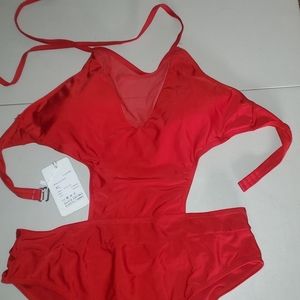 Woman's 1piece Bikini Swimsuit Red XL NWT